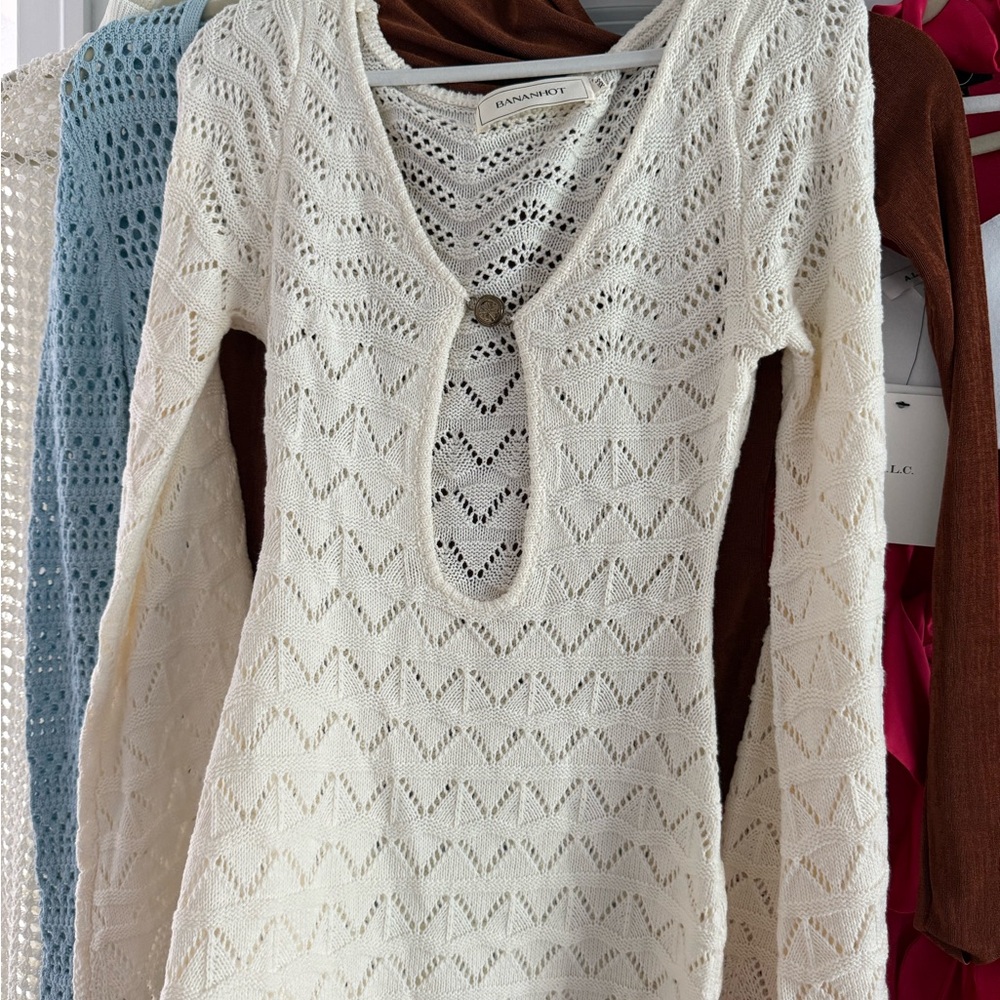 Bananhot Cream Knit Dress
